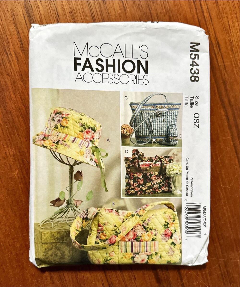 UNCUT McCall's Fashion Accessories Pattern M5438 Hat Handbag Purse Tote